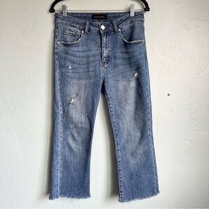 Risen Jeans Women’s Cropped Distressed Raw Hem Blue Denim Jeans Size‎ 27 EUC